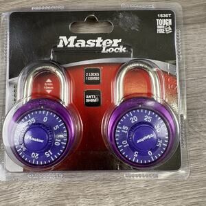 Master Lock Padlock 1530T Anti Shim Two Locks New in Package Purple